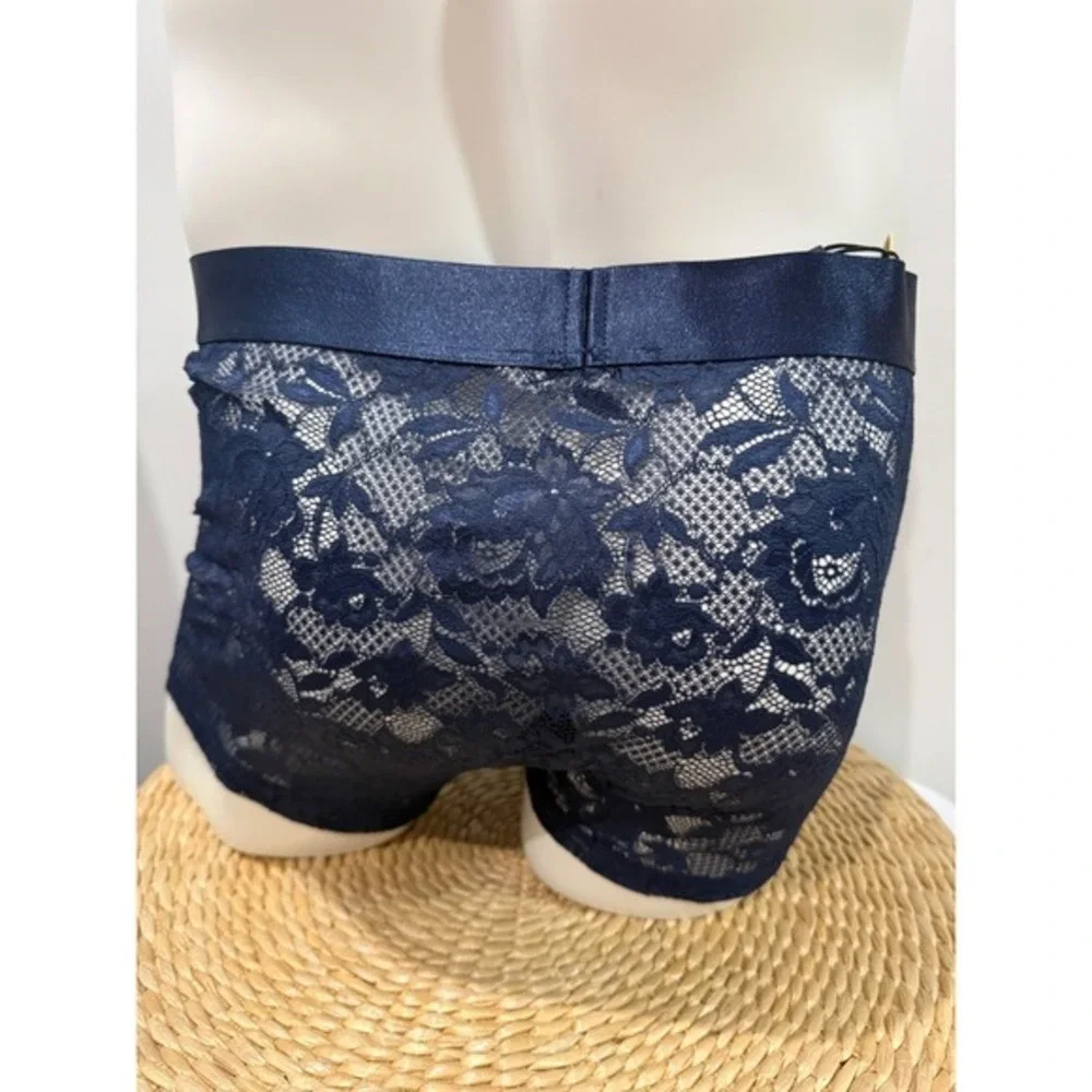 Cosabella Never Say Never Lace Trunk Boxer Brief Navy Blue     Luxury L NWT